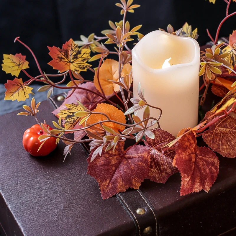 

Halloween Maple Leaf Candlestick Wreath Table Decorations Candle Garland Fall Candle Holder Wedding Bouquet Thanksgiving Party
