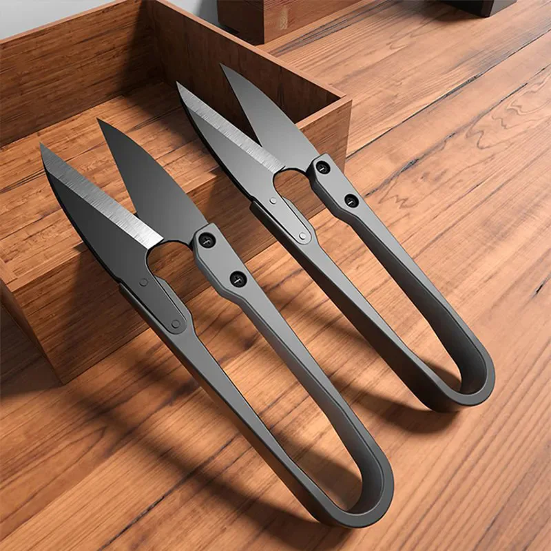 

1/2 шт. U-образные эластичные ножницы из нержавеющей стали, черные швейные ножницы из углеродистой стали для одежды, иглы для одежды