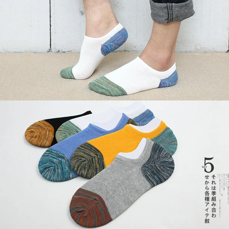 20 Pieces = 10 Pairs Cotton Boat Socks For Men Japan Non-slip Silicone Invisible Slippers Sock Breathable Summer Short Sox