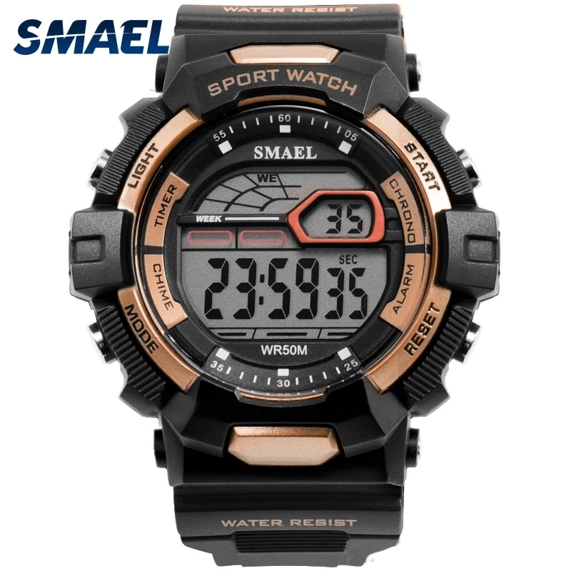 

2022 Fashion Smael Top Brand Sports Men's Watch Electronic Digital Display Led Color Luminous Automatic Date Update Waterproof