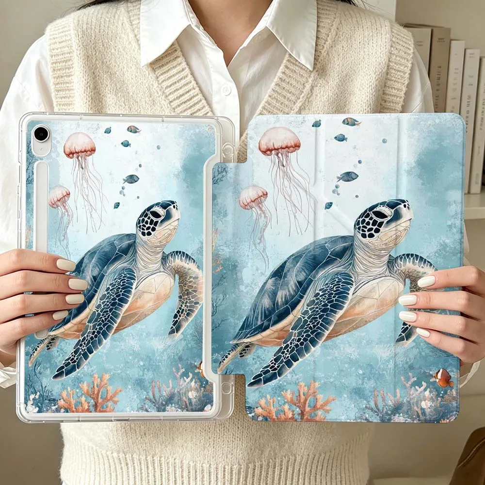 Фото Мягкий чехол с рисунком морской черепахи для Samsung Galaxy Tab S6 S7 S8 S9 S10 A8 A9 A11 Lite FE Plus 3Y, чехол для планшета №2