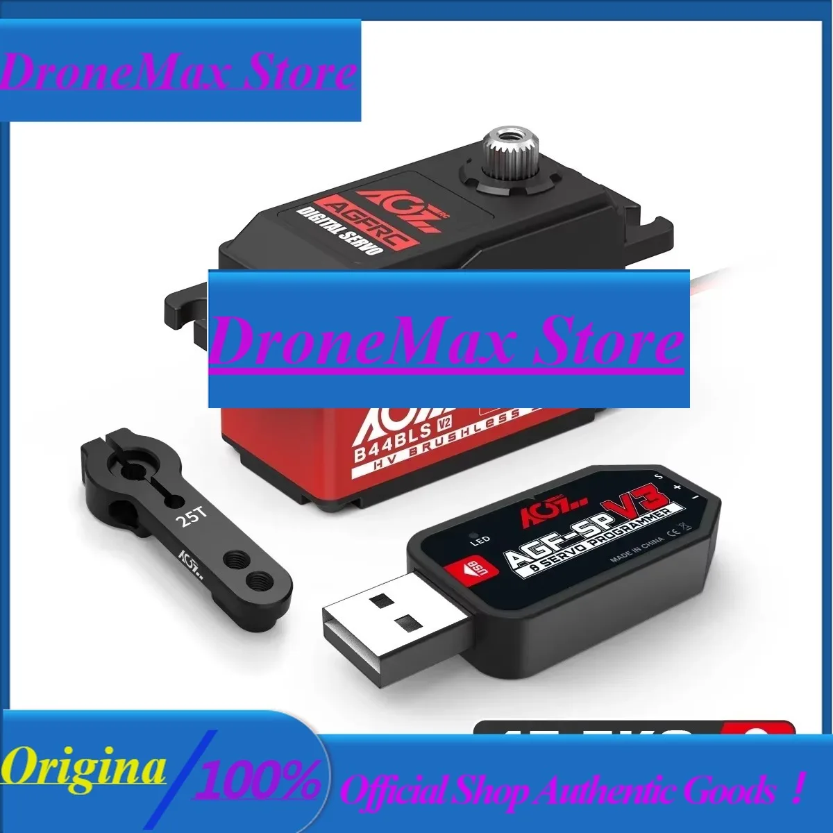 Фото DroMaAGFRC B44BLS V2 45г Титановый редуктор Суперскорость 0.062 сек 15.5 кг Низкопрофильный бесщеточный цифровой сервопривод для дрифтовых гонок 1/10 №1