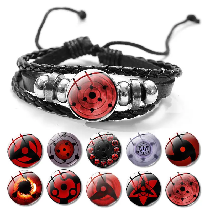 

New Anime Naruto Sharingan Bracelet Vintage Figure Leather Bracelet Goth Fashion Bracelet For Fans Men Men Jewelry Gift Fashion