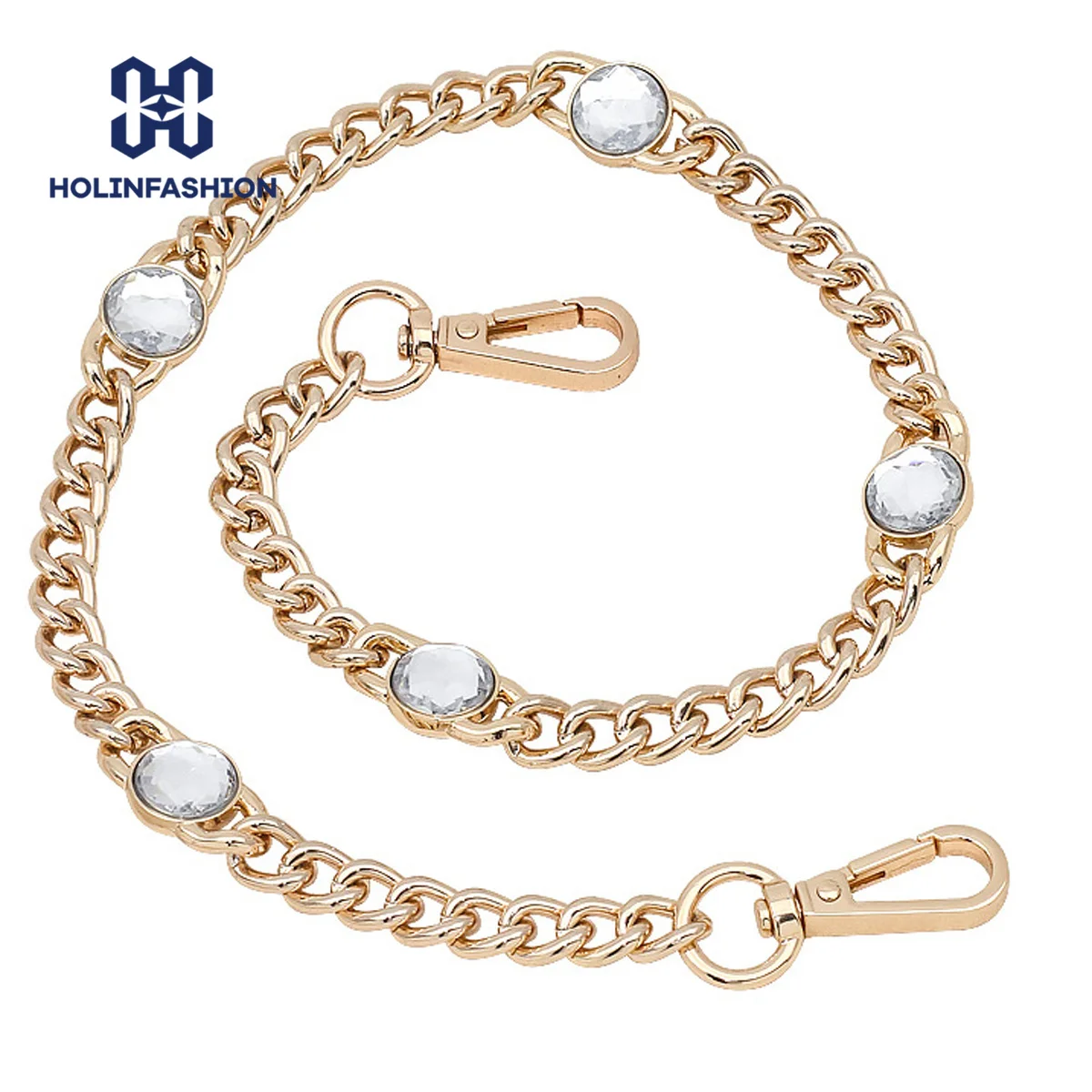 Фото HOLINFASHION Сменная цепочка с кристаллами и драгоценными камнями, маленькая квадратная цепочка с кристаллами для сумки Miu, цепочка для ношения на плече или через плечо. №3