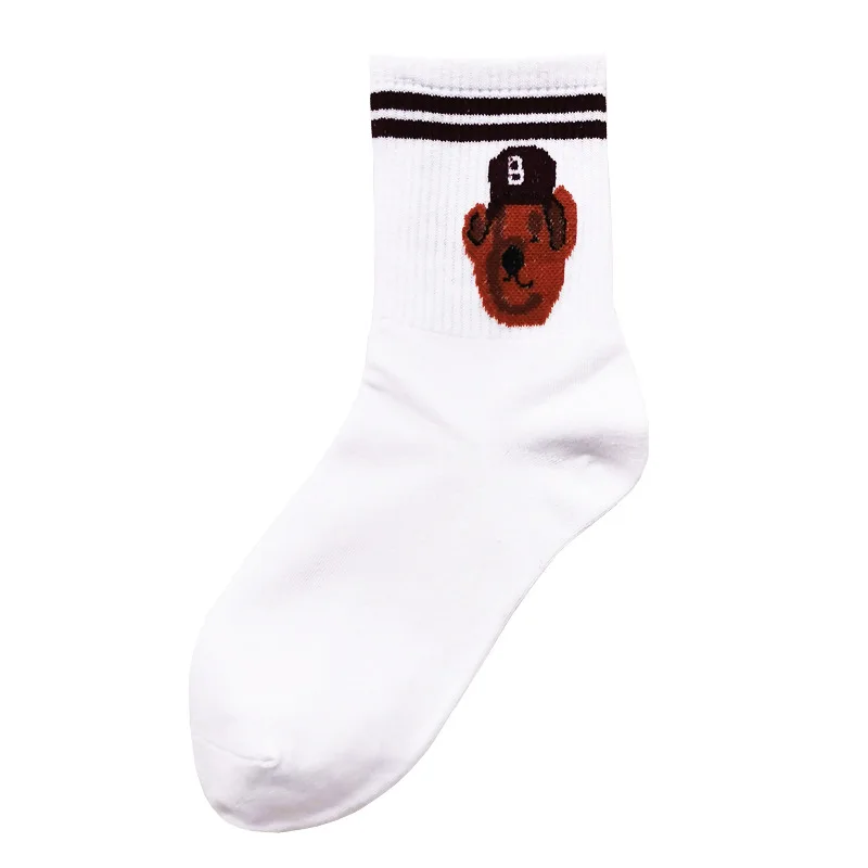 Cotton Women's Socks Wholesale Cotton Cartoon Mid-calf Cotton Wholesale Brown Bear Socks Ins Korean Version of the Japanese Plai