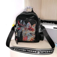 ita bags for women rhinestone colorful pretty fox backpack for women rivet soft leather mochila luxury designer bagpack