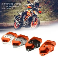 motorcycle cnc aluminum side stand enlarger kickstand enlarge plate pad accessories for duke 125 200 390 690 smc duke logo