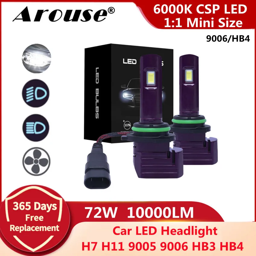 

2PCS/Set 9006 HB4 Car Headlights H7 LED H4 Led H11 Auto Bulb 72W 10000LM 6000K Car LED Headlight Automobiles Headlamp X11P