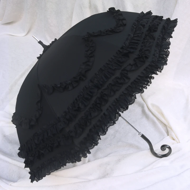 

Los Umbrella Lolita Flower Marriage Girl Heart Princess Umbrella Light Dance Lace Gothic Umbrella