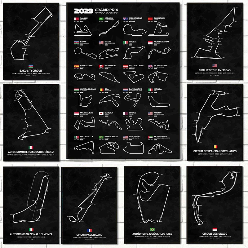 

Race Circuit Track Texture F1 Season Calendar 2023 Posters Wall Art Print Picture Canvas Painting for Living Room Home Decor