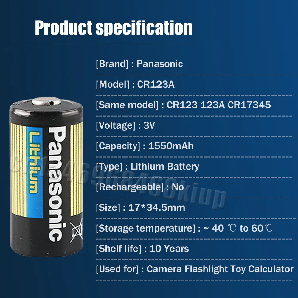 2 шт. оригинальный литиевый аккумулятор Panasonic CR123A CR123 123A A123 CR17345 16340 3 в для камеры