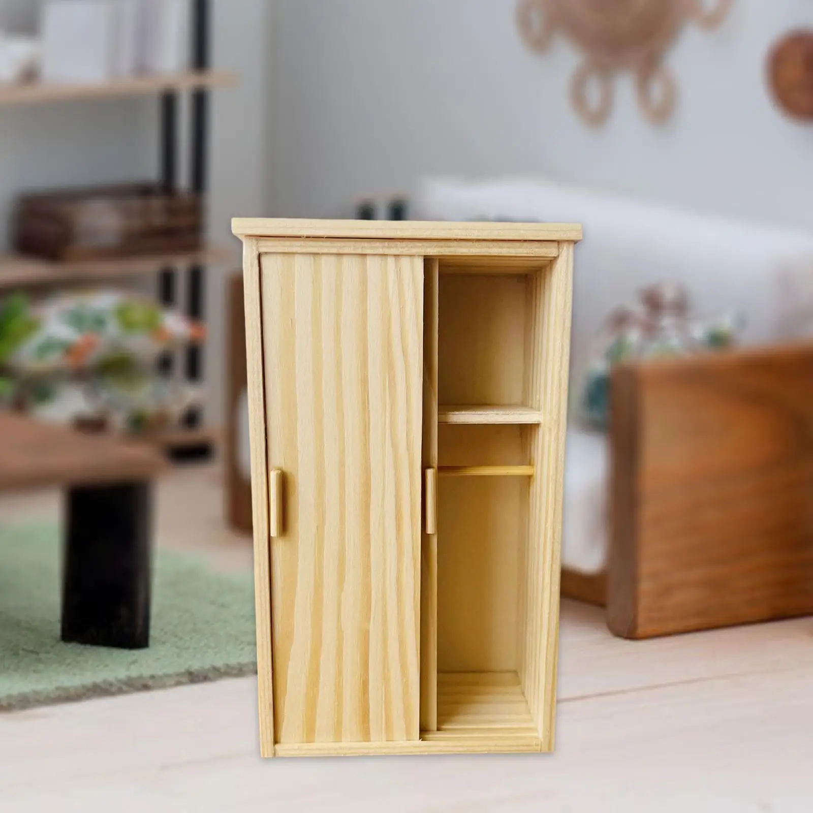 

1:12 Scale Dollhouse Wardrobe Unpainted Model Modern Closet for Dollhouse Playhouse Room Box Child Doll Furniture Pretend Game
