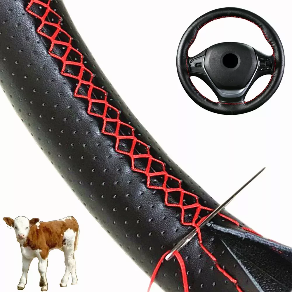 

Cover For Steering Wheel Steering Wheel Cover Leather Braid For Car Steering Wheel Case Interior Parts Car Accessorie