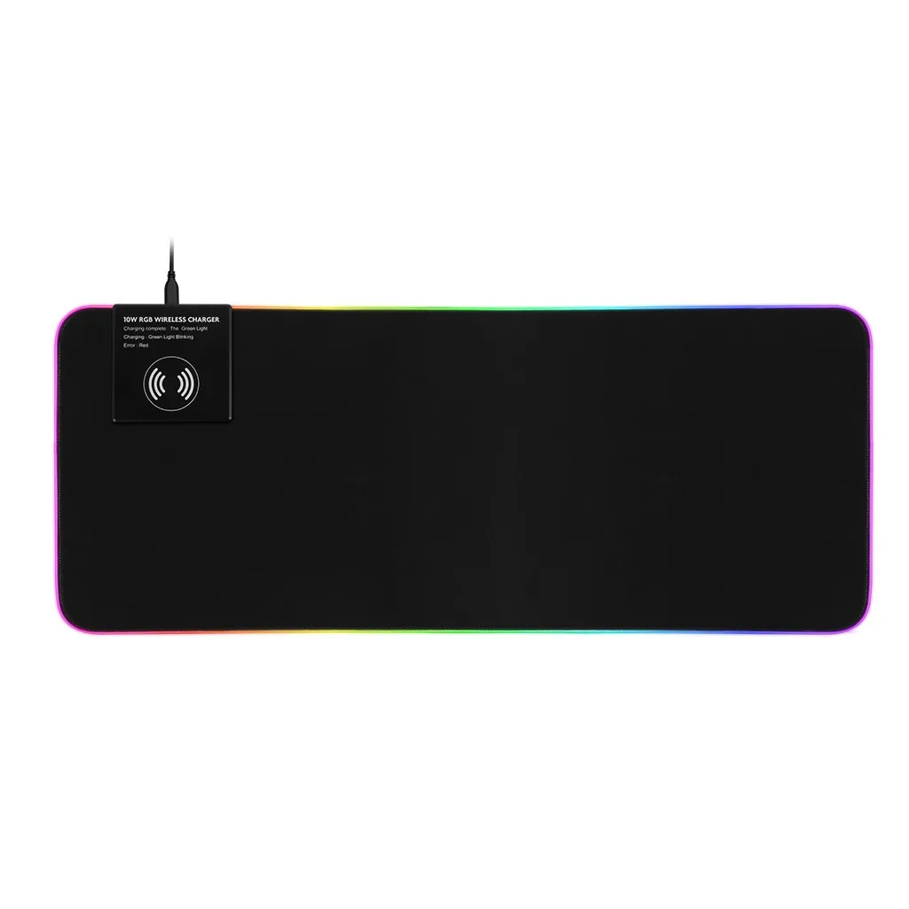 

Light Gaming Mouse Pad With 10W Wireless Charger Fast Charging LED Large Mouse Mat USB Desk Mat Mause Mousepads