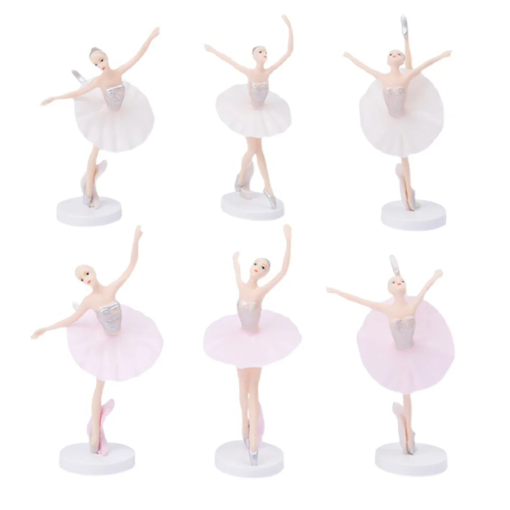 

6 Pcs Party Supplies Birthday Cake Toy Dancing Girl Statues Resin Crafts Cake Decoration Fairy