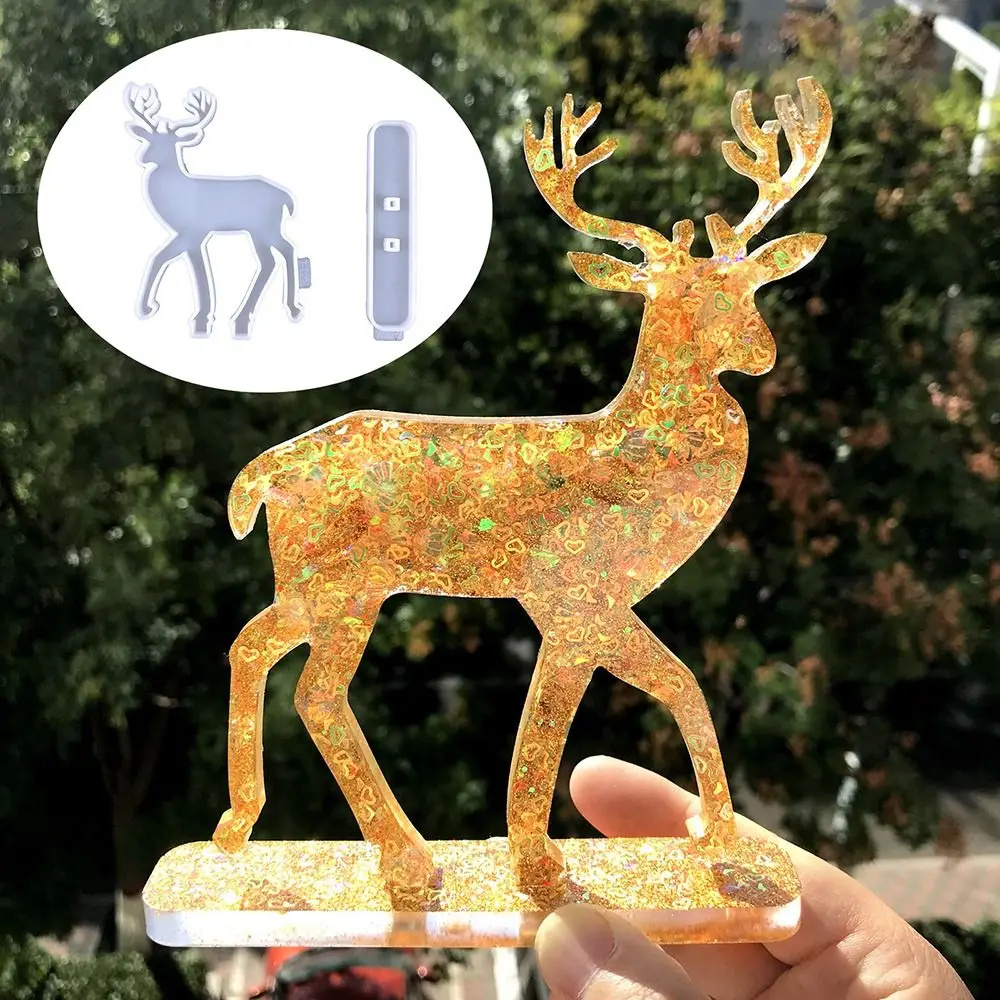 

Handmade Xmas Decorations Desktop Ornament Casting Mould Christmas Deer Resin Molds Christmas Elk Silicone Mold