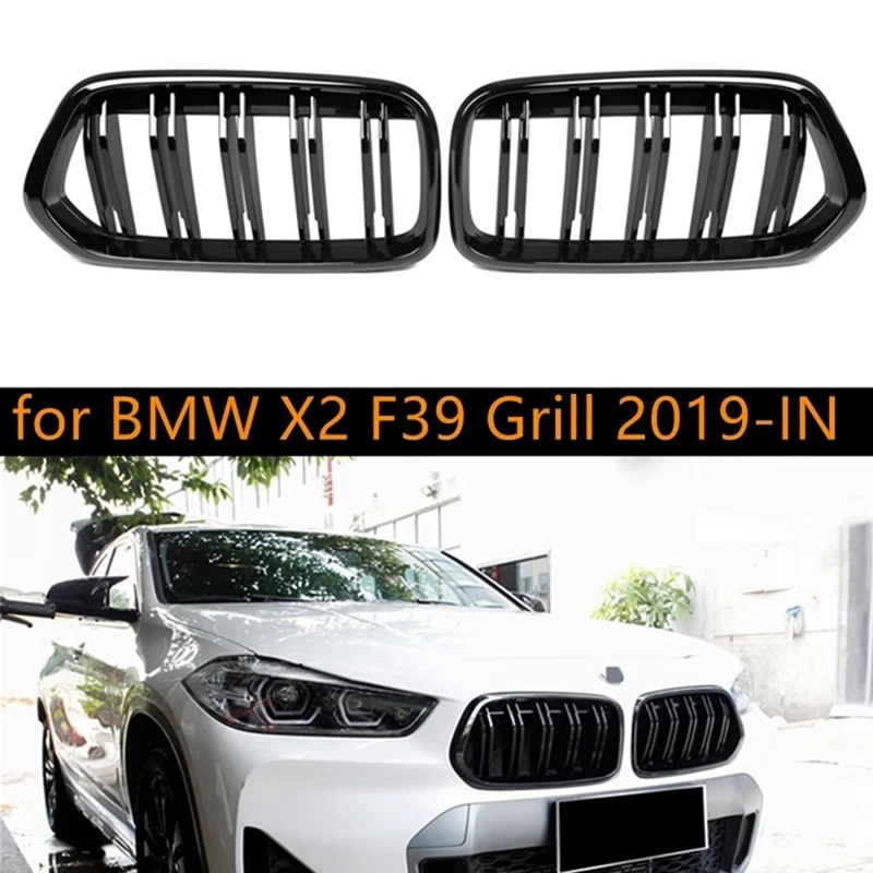 

Black Front Bumper Kidney Double Line Grill for-BMW F39 X2 M35I XDrive20D XDrive28I SDrive20I 2018-2020 Racing Grills