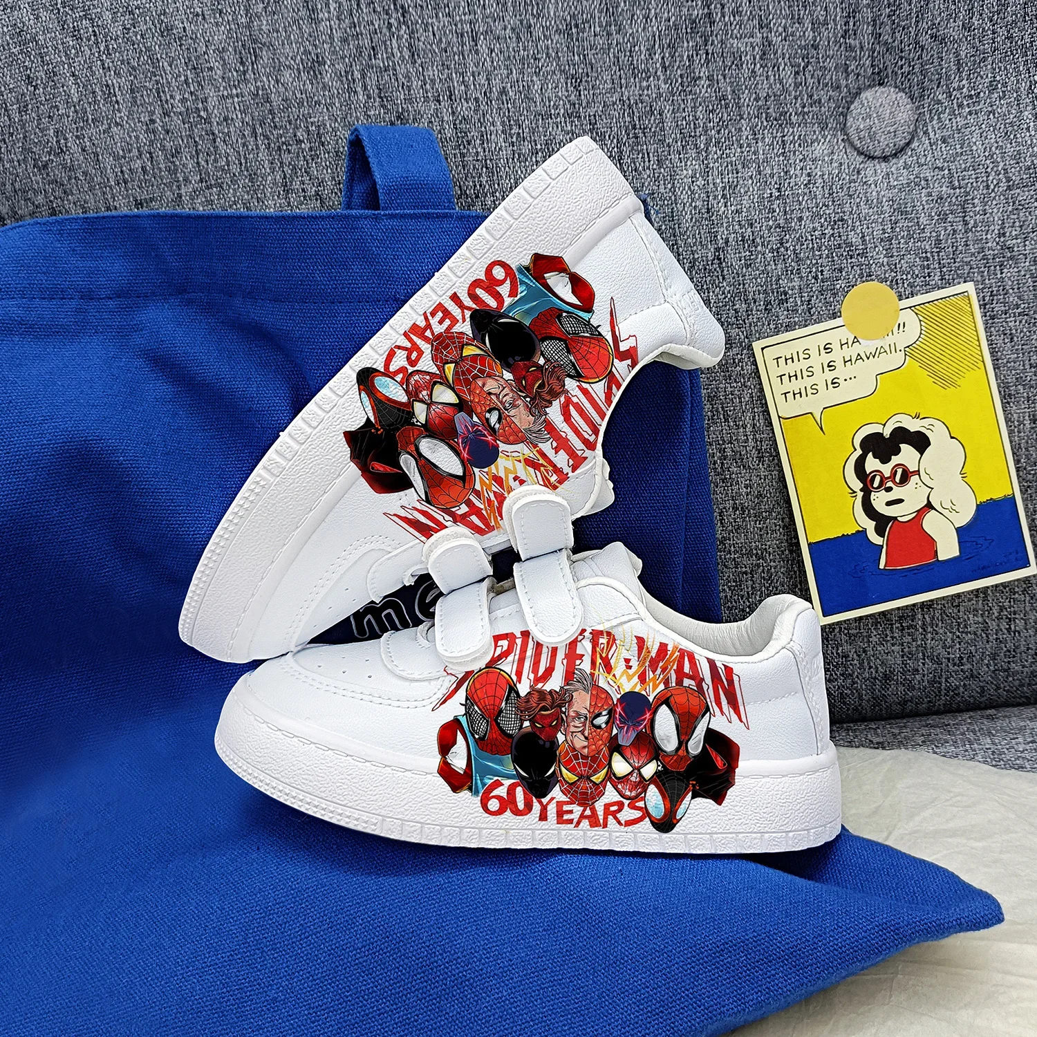 Милая повседневная обувь с рисунком Человека-паука Диснея мягкая спортивная в