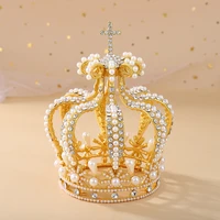 custom bridal queen king banquet crown rhinestone crystal pearl beaded beauty pageant crowns tiaras