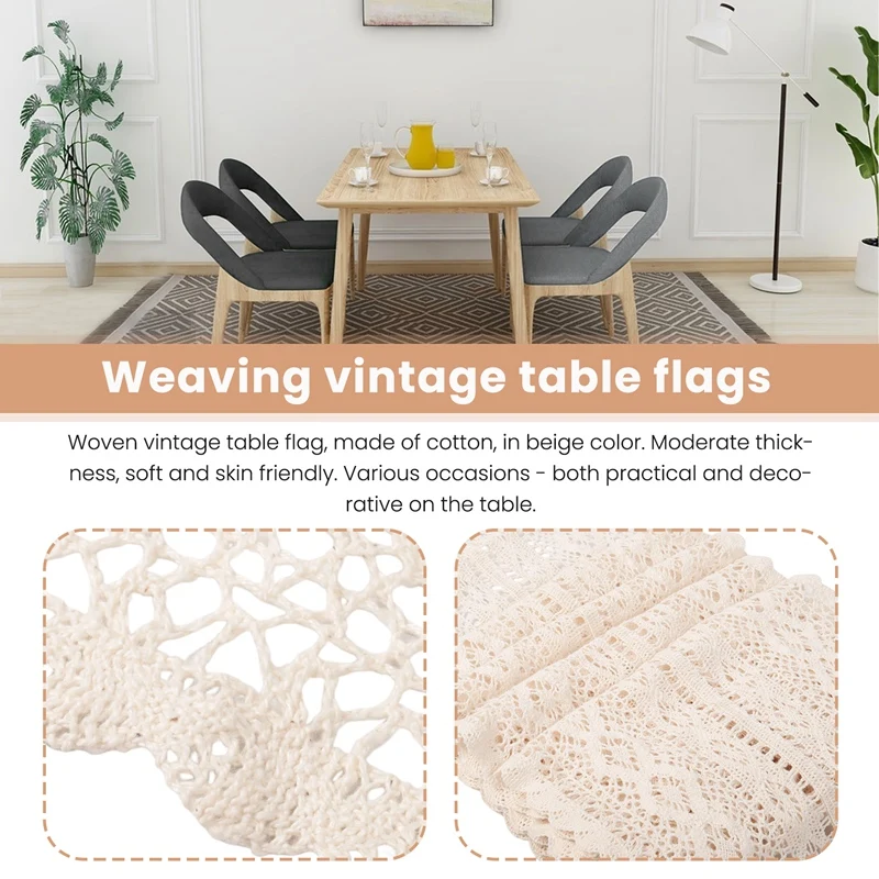 Скатерть макраме винтажная скатерть из хлопка связанная крючком с кисточками