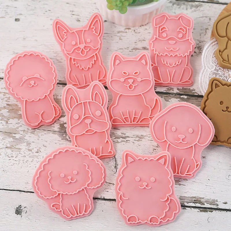 8 шт./компл. формочки для печенья в форме собаки пластиковые 3D мультяшные