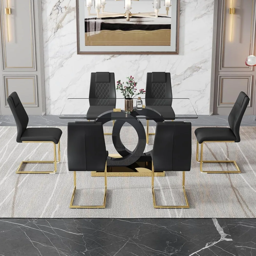 Набор обеденных столов из 7 предметов набор стеклянных на 6 человек современный