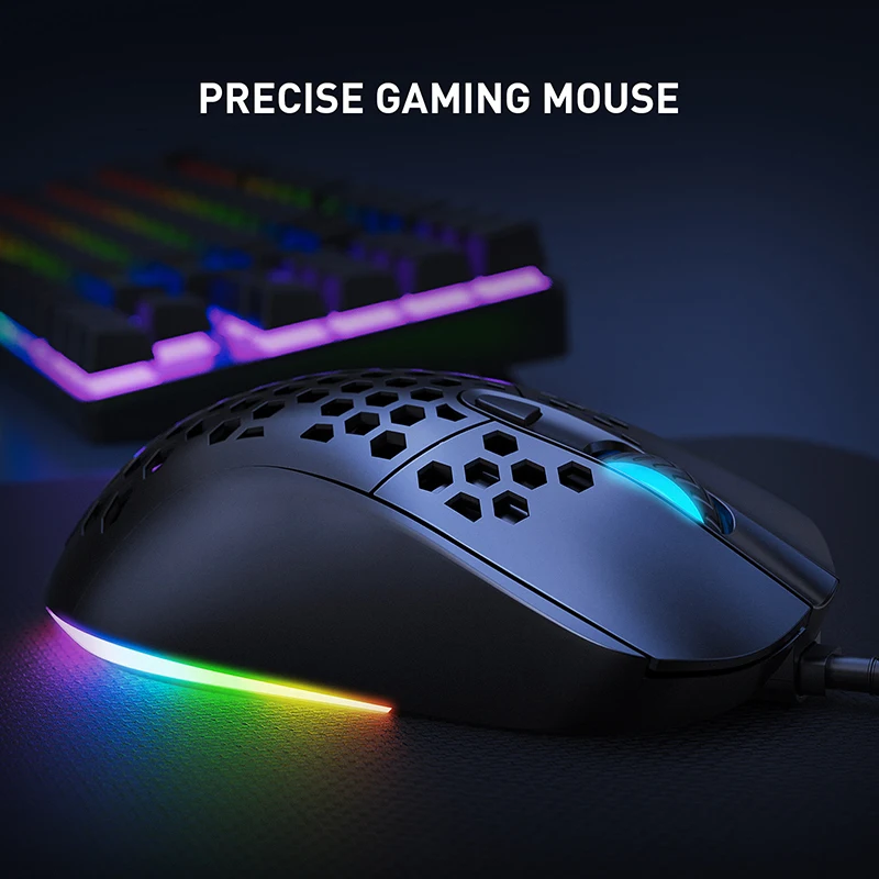 RYRA E-Sports Wired Mouse Luminous Backlit 7200 DPI USB Wired Mice For Desktop Laptop Computer Gaming Ultralight Honeycomb Mouse images - 6