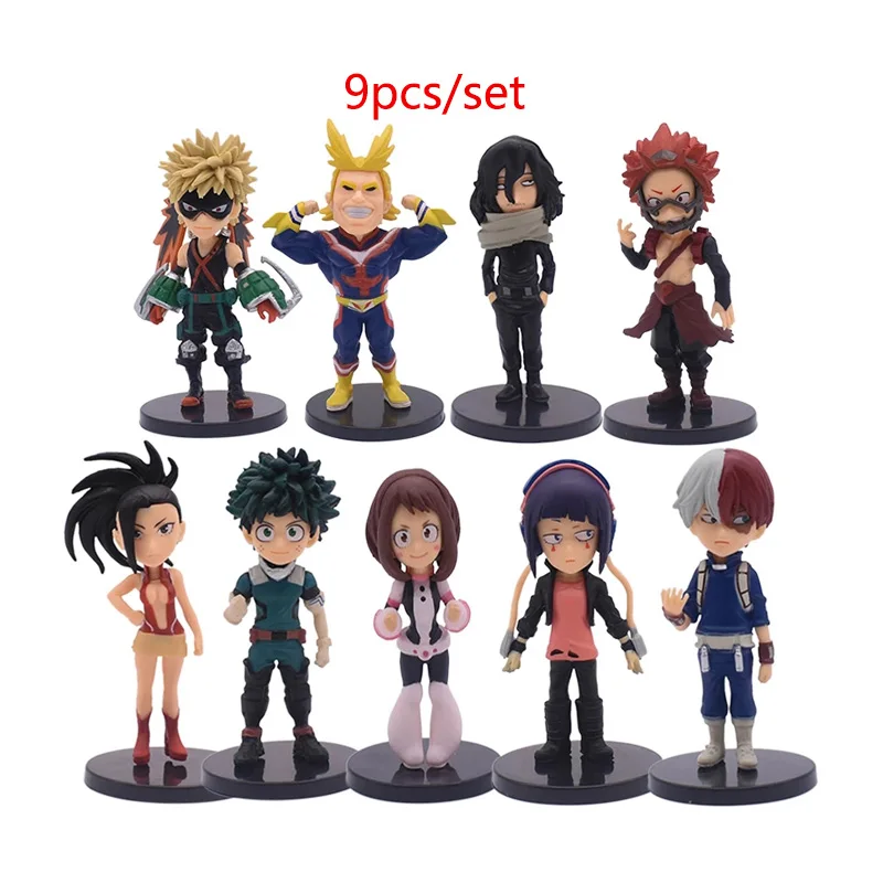 

8cm 9pcs/set My Hero Academia Figure Izuku Midoriya Shouto Todorok URARAKA Bakugou Katsuk PVC Action Anime Model Toys Gift
