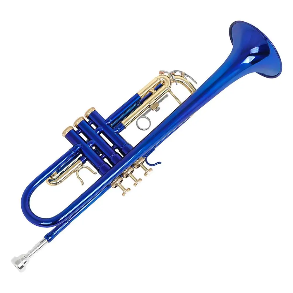 Trumpet Bb Flat Brass Tube Body With Mouthpiece Straps Gloves Musical Instrument Accessories For Beginners enlarge