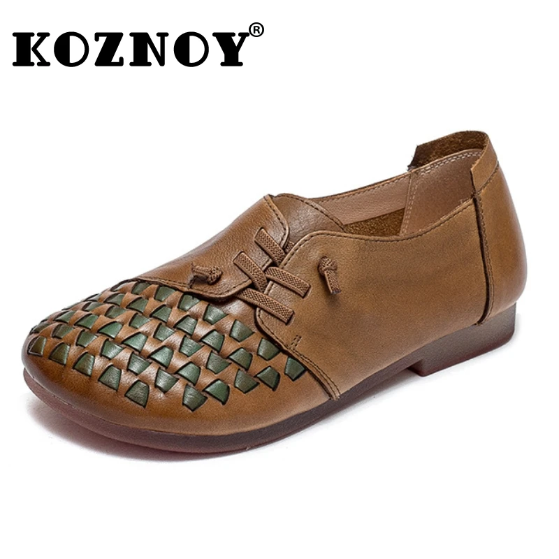 Туфли женские из натуральной кожи на плоской подошве в этническом стиле |