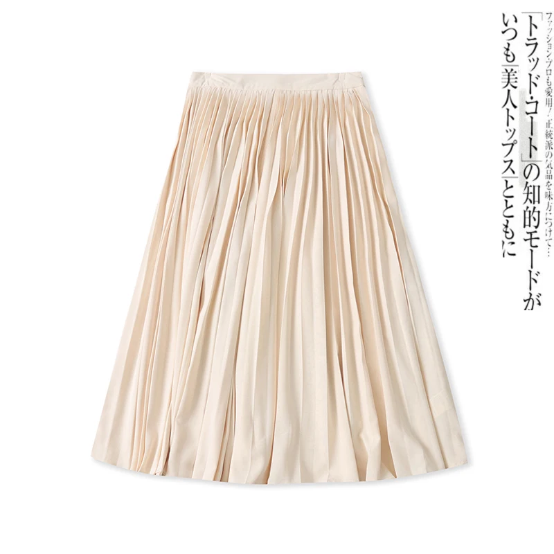 Fashion Set Autumn New Foreign Trade Women clothes Single-Breasted Lapel Long sleeve Shirts + Pleated Half-Length Midi dress ...