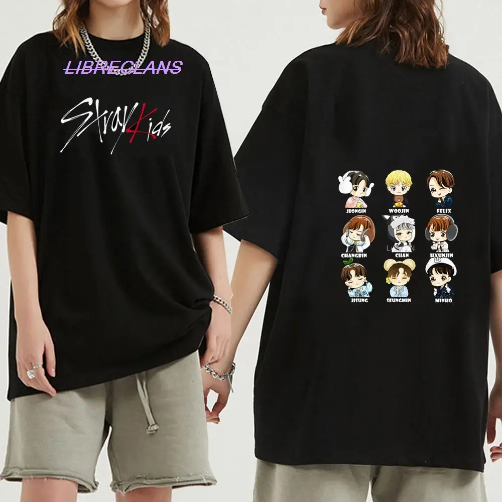 

KPOP Stray Kids Print Woman's Album Cotton Couples Band SKZ Oddinary Summer Streetwear New Hip Hop Girls Tees Clothing T Shirts