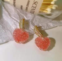 2022 summer new ins peach heart earrings for women candy color sweet lovely girl pink heart shaped romance jewelry