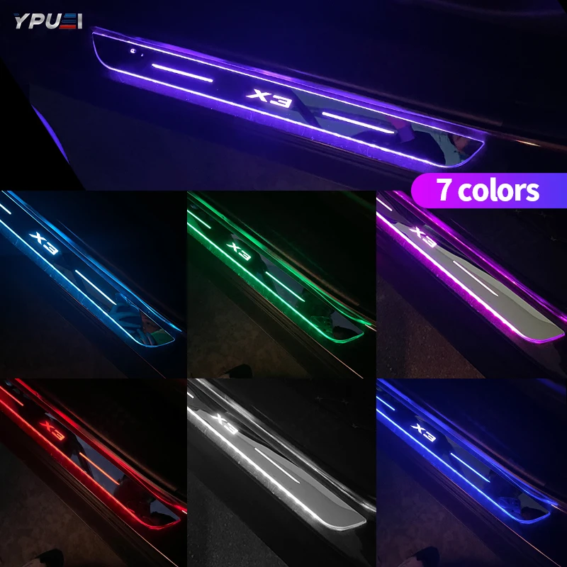 

Acrylic USB Power Moving LED Welcome Pedal Car Scuff Plate Pedal Door Sill Pathway Light For Bmw X3 F25 E83 G01 Car Accessories