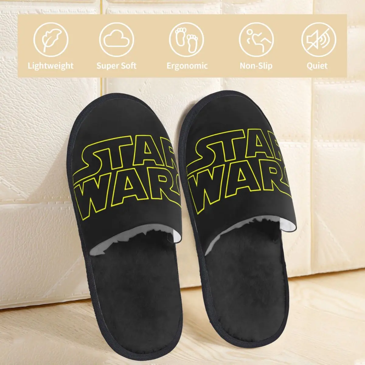 Зимние домашние хлопковые тапочки Звездные войны меховые шлепанцы для комнаты
