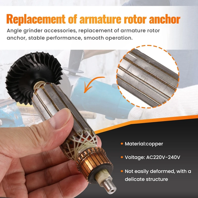 AC220V-240V якорь для замены угловой шлифовальной машины роторный GWS 7-100 7-125