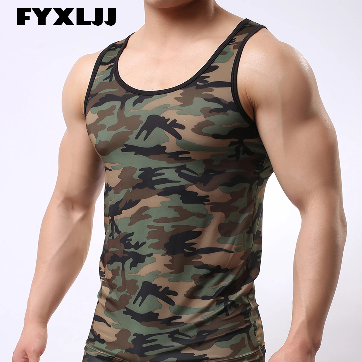 

FYXLJJ Gym Muscle Mens Tank Top Undershirt Sleeveless Vest Shirt Male Fitness Camouflage Singlet Bodybuilding Vests Men Clothing