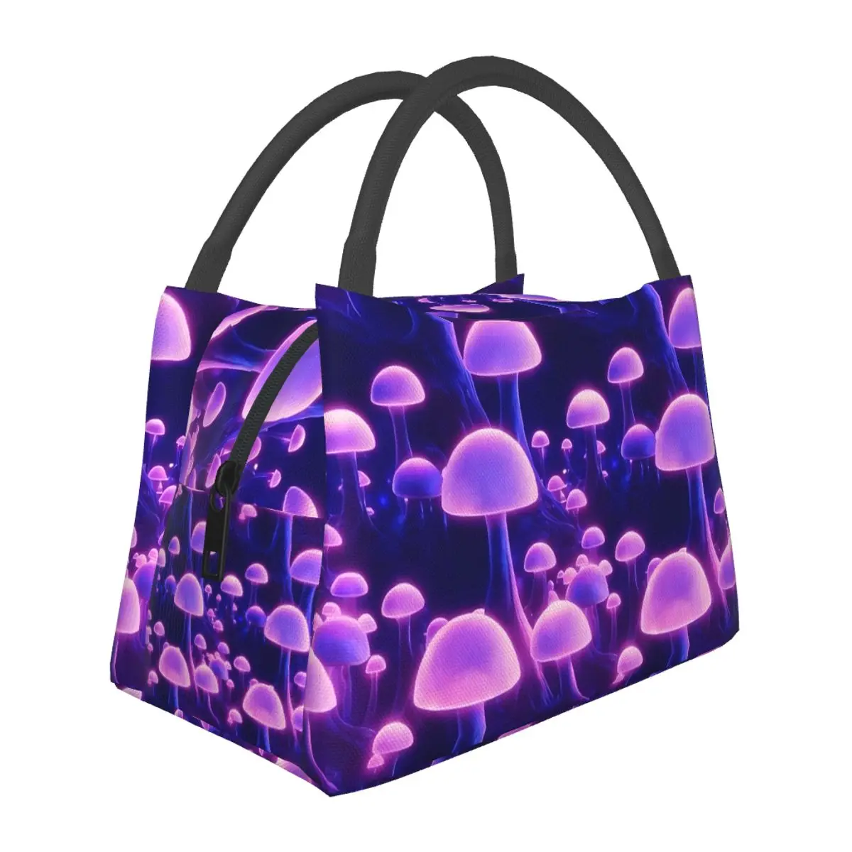 

Purple Magic Mushroom Lunch Bag For Men Psychedelic Art Lunch Box Cute Office Cooler Bag Portable Oxford Thermal Tote Handbags