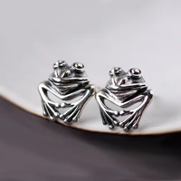 originality frog animal design silver plated ladies stud earrings jewelry for women anti allergy birthday gifts