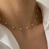 trend 2022 new beads neck chain kpop pearl choker necklace gold color goth chocker jewelry on the neck pendant collar for women
