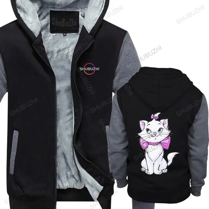 

new sweatshirt men high quality winter hoodie White Aristocats Marie Front And Back homme brand cotton thick jacket hoody