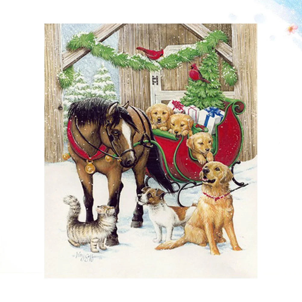 

Christmas Cross Diamond Rhinestone 5D Kit Drill Painting Kits Christams Drawing Full Diy