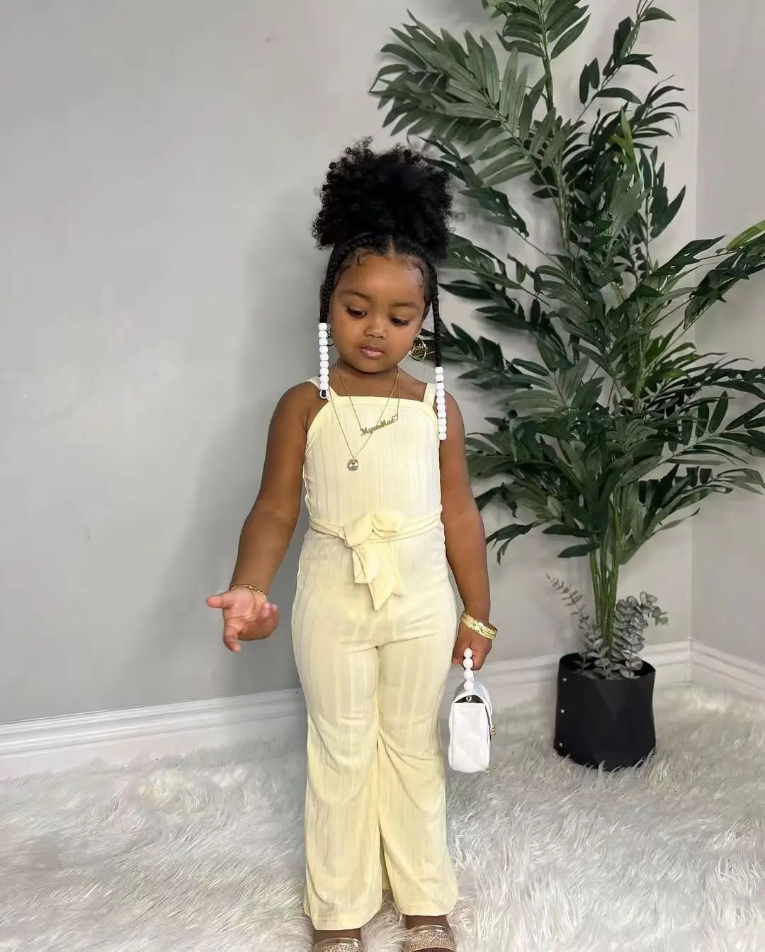 

Autumn New 1-5 Year Old Baby Two Piece Set INS Girls' Black Flare Sleeve Top+Leopard Pattern Pants Popular and Cute