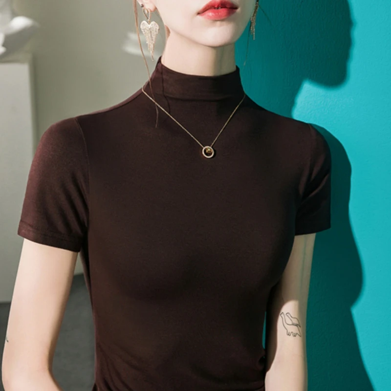 

High Quality 2023 Women T-shirt Pure Color Style Female Spring Summer Sexy Crop Tops Clothes Fashion Bodysuit Tees Y2k Goth