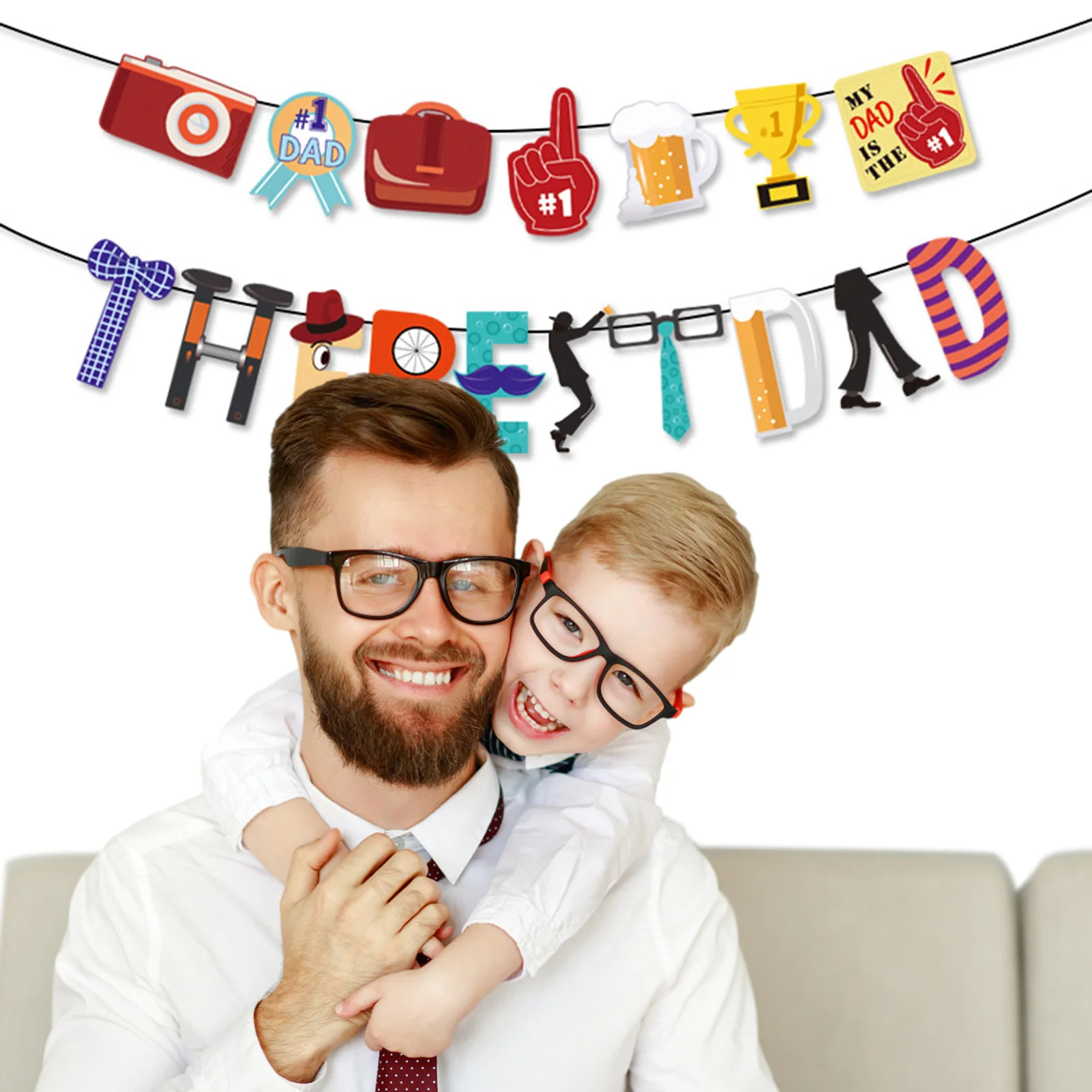 

Happy Fathers Day Banner The Best Dad Party Banner Father's Birthday Party Decorations Supplies For Mantle Fireplace Wall