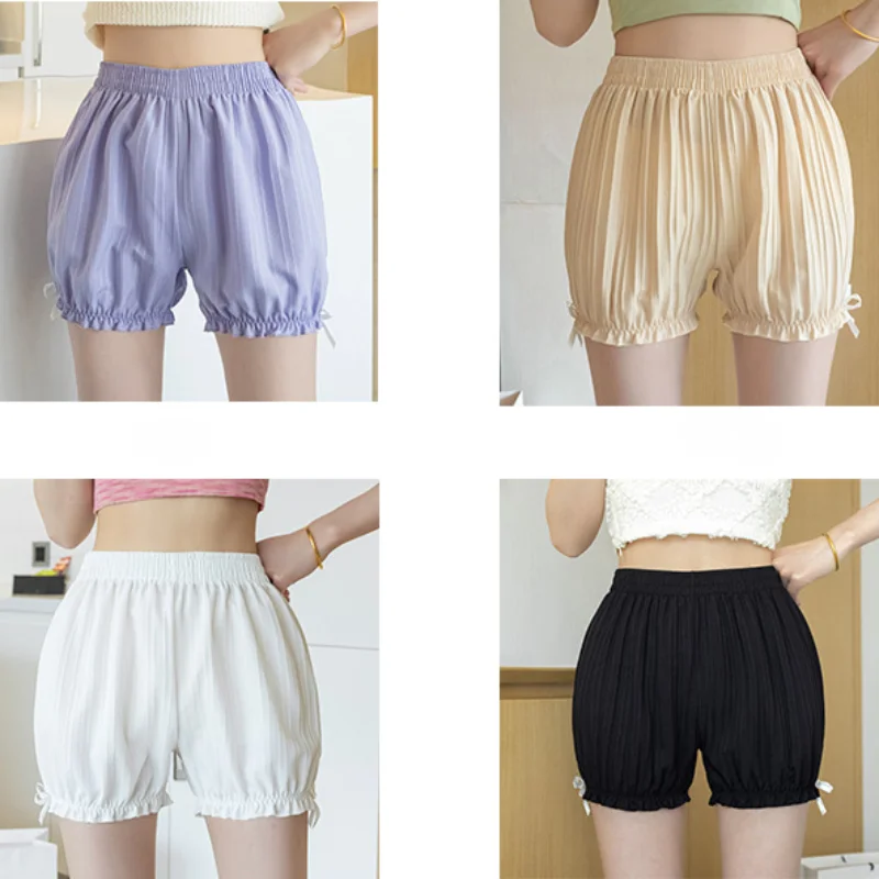 Plus Size Kawaii Lolita Shorts Women Girl Breathable Knickers Safety Short Pants Solid Color Pumpkin Panties Vintage Bloomers