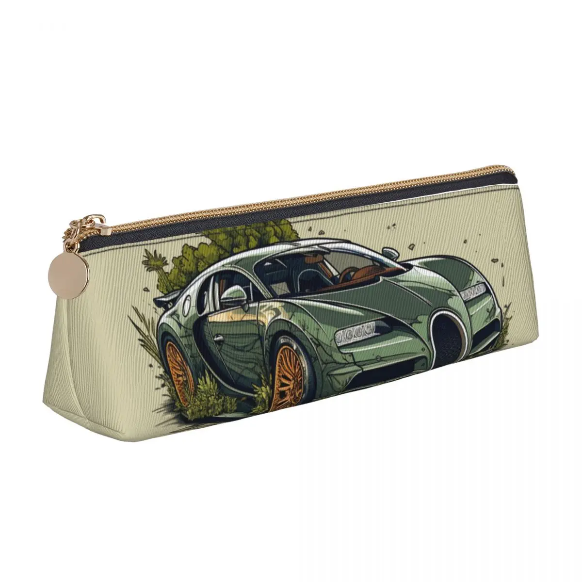 

Super Sports Car Triangle Pencil Case Cartoon Nature Style Fashion Zipper Pencil Box For Child University Leather Pen Organizer