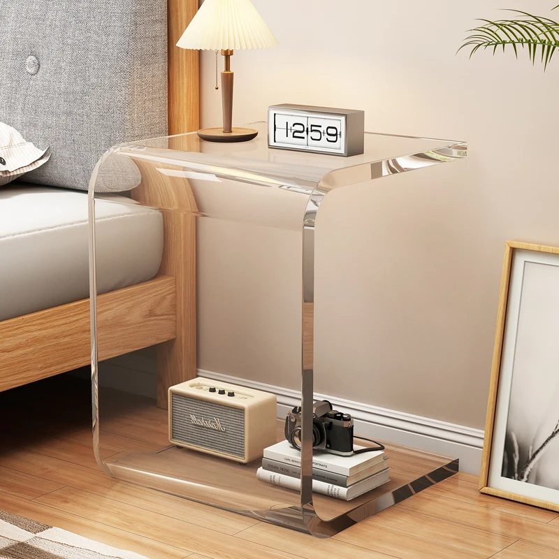 

Acrylic Transparent Nightstands Luxury Italian Minimalist Makeup Bedside Table Simple Design Center Nachttisch Bedroom Furniture