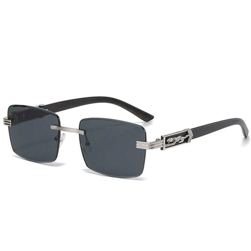 Солнцезащитные очки без оправы для мужчин и женщин винтажные прямоугольные