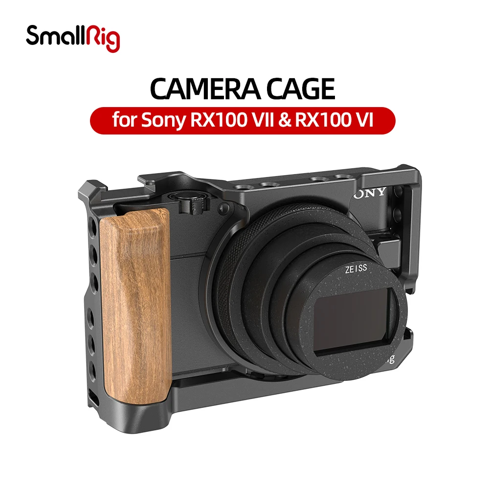 

Клетка SmallRig для камеры Sony RX100 VII RX100 VI, с деревянной боковой ручкой, крепление холодного башмака, микрофон для творчества